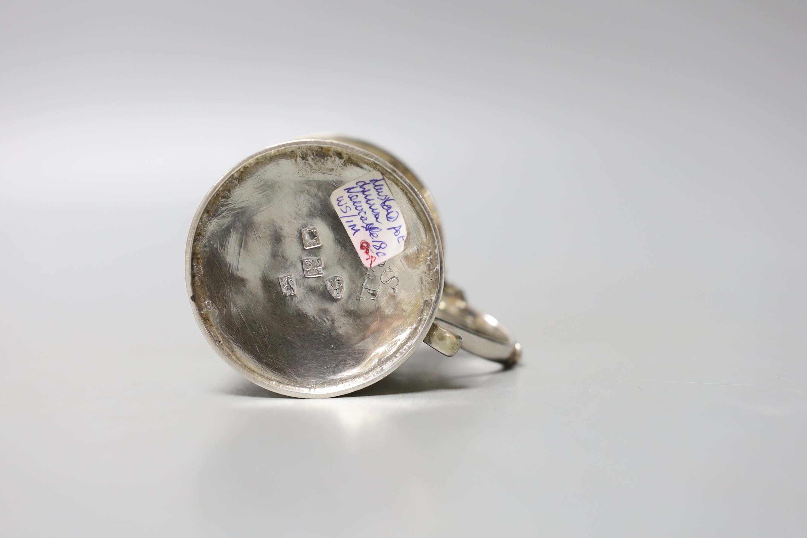 A late 18th century provincial silver mustard pot, William Stalker & John Mitchison, Newcastle, circa 1790, height 66mm.